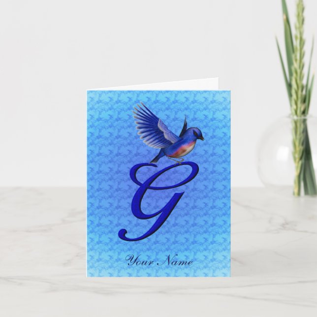 Blaumeise-Monogramm Anfangsbuchstabe G Personalisi (Vorderseite)