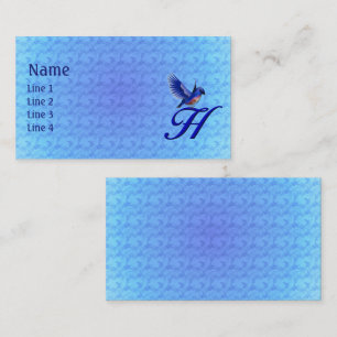 Blaumeise-Monogramm Anfangsbuchstabe H Elegant Visitenkarte