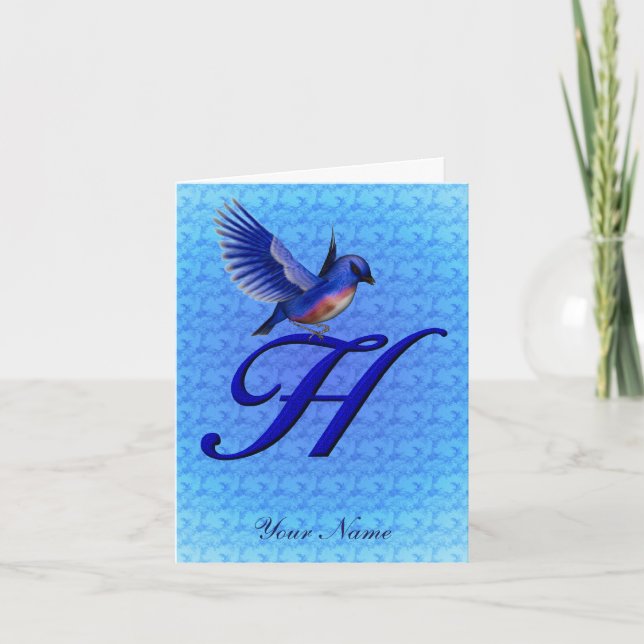 Blaumeise-Monogramm Anfangsbuchstabe H Personalisi (Vorderseite)