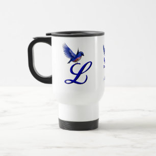 Blaumeise-Monogramm Anfangsbuchstabe L Elegant Per Reisebecher