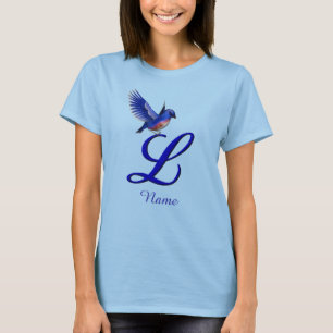 Blaumeise-Monogramm Anfangsbuchstabe L Elegant Per T-Shirt