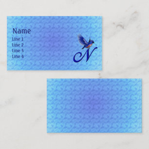 Blaumeise-Monogramm Anfangsbuchstabe N Elegant Visitenkarte