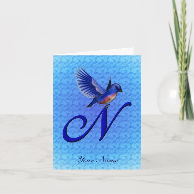 Blaumeise-Monogramm Anfangsbuchstabe N Personalisi (Vorderseite)