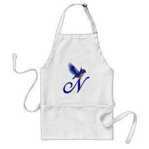 Blaumeise-Monogramm Anfangsbuchstabe N Schürze