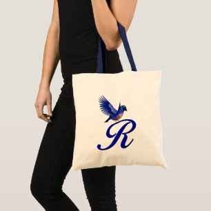 Blaumeise-Monogramm-Initial R Tragetasche