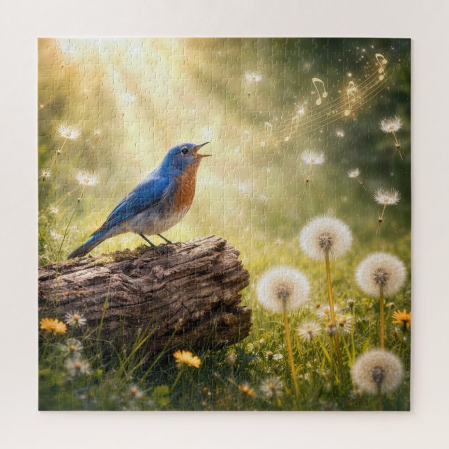 Blaumeise singt im Sonnenschein (Vertikal)