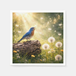 Blaumeise singt im Sonnenschein Serviette