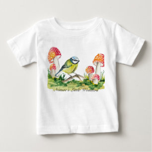 Blaumeise und Fliegenpilz Aquarell Baby T-shirt