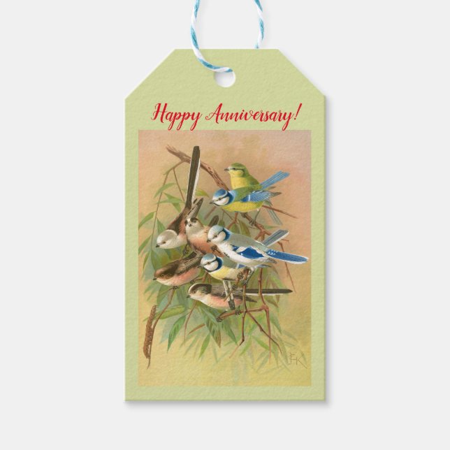 Blaumeise und Langschwanzmeise Geschenkanhänger (Vorderseite)