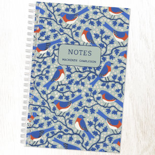 Blaumeise Vogel und Wildblume Personalisiert Notizbuch