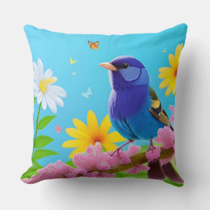Blaumeisen-Blumenkunstwerk Für Vogelliebhaber-Gesc Kissen