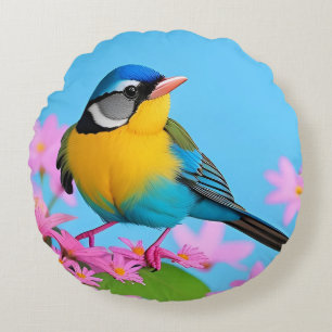 🌸 Blaumeisen Frühling Garten Kunst Geschenk Für V Rundes Kissen