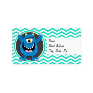 Blaumonster; Aqua Green Zickzack Adressaufkleber