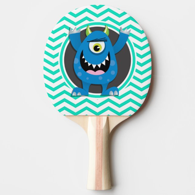 Blaumonster; Aqua Green Zickzack Tischtennis Schläger (Vorderseite)
