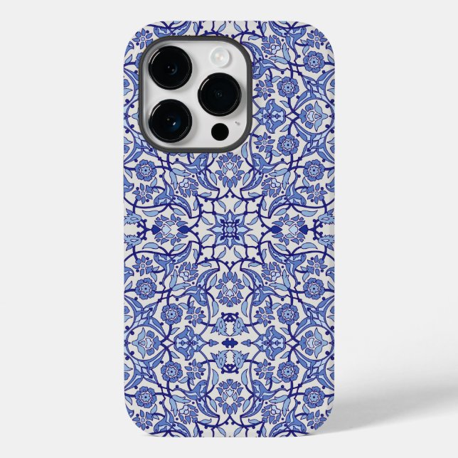 Blaumosaik der marokkanischen Blume aus Andalusien Case-Mate iPhone 14 Pro Hülle (Rückseite)