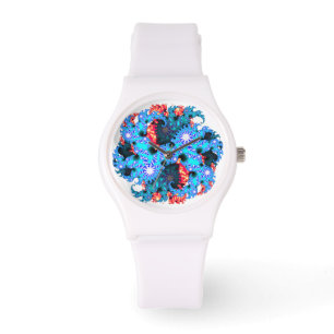 Blauorange Fraktal Armbanduhr