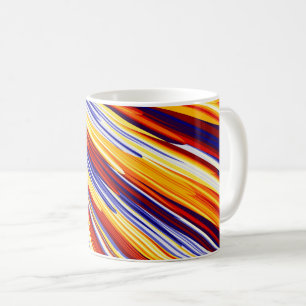 Blauorange Gelbe Abstrakte geometrische Federn Kaffeetasse