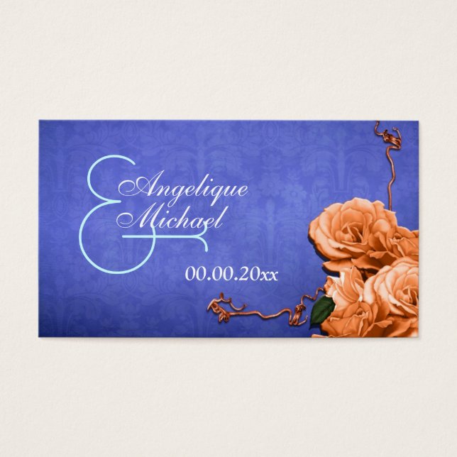 Blauorange Hochzeit danke flach (Vorderseite)