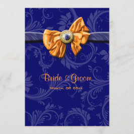 Blauorange Hochzeit mit Blumen CUSTOM Einladung