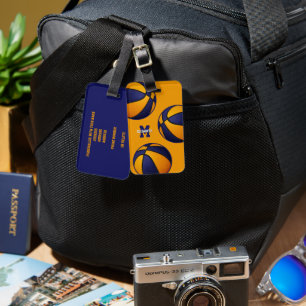 Blauorange Mannschaftsfarben Basketball Gepäckanhänger