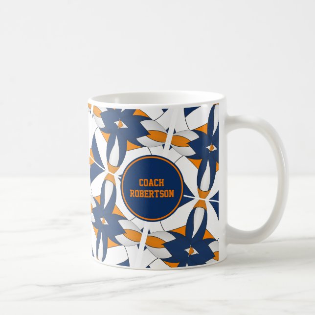Blauorange Schulfarben Volleyballbussen Kaffeetasse (Rechts)
