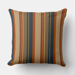 Blauorange und Olivstreifen Kissen