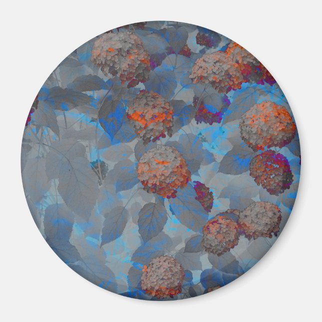 Blauorangefarbene Blume Magnet (Vorne)
