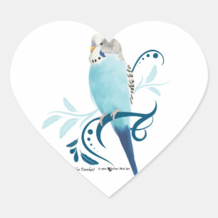 Blauparakeet Herz-Aufkleber