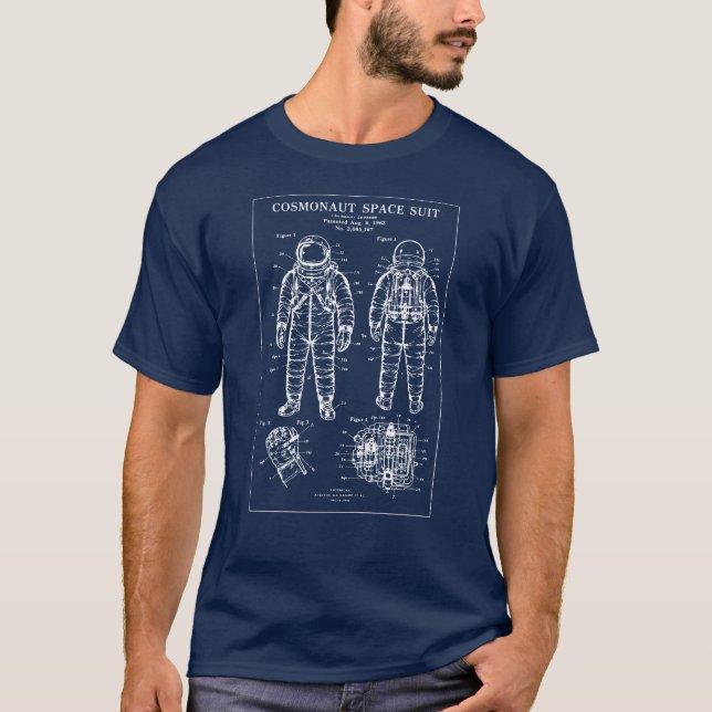 Blaupause für den Raumanzug eines Kosmonauten T-Shirt (Vorderseite)