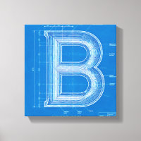 Blaupause-Monogramm Buchstabe B