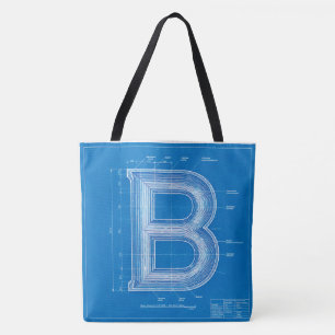 Blaupause-Monogramm Buchstabe B Tasche