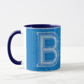 Blaupause-Monogramm Buchstabe B Tasse