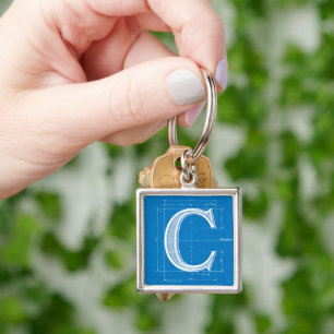 Blaupause-Monogramm Buchstabe C Schlüsselanhänger