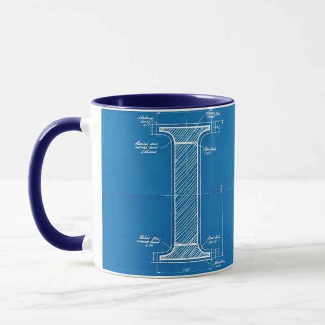 Blaupause-Monogramm Buchstabe I Tasse (Links)