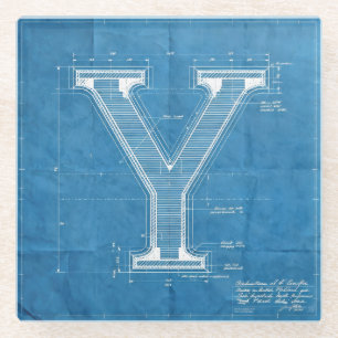 Blaupause-Monogramm Buchstabe Y Glasuntersetzer