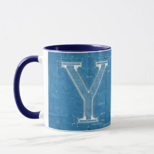 Blaupause-Monogramm Buchstabe Y Tasse