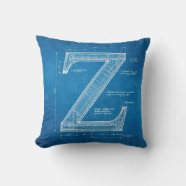 Blaupause-Monogramm Buchstabe Z Kissen