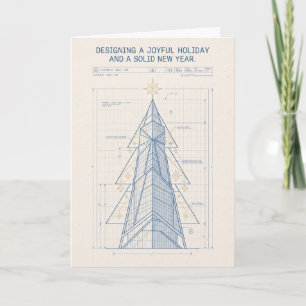 Blaupausen-Weihnachtsbaum-Designkarte Karte