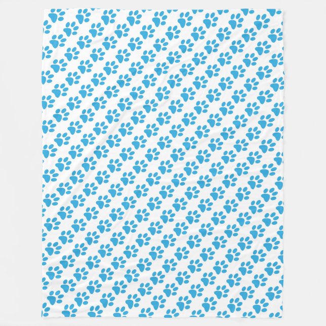 Blaupaw-Prints auf weißem Muster Fleecedecke (Vorderseite)