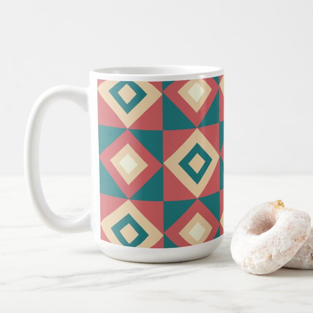 Blaupfirsich Diamond Geometric Kaffeetasse (Mit Donut)