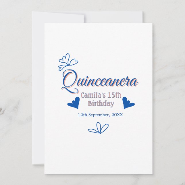 Blaupfirsich Quinceanera 15. Geburtstag rustikale  Einladung (Vorderseite)