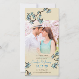 Blaupfirsichblüten Asiatische Save the Date Fotoka