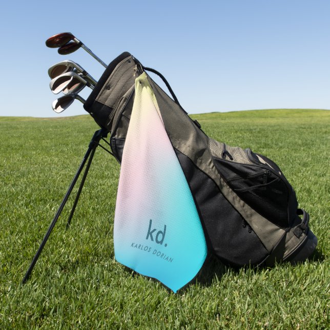 Blaupink Gelb Minimalistisch irisierend Golfhandtuch (Gras)
