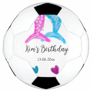 Blaupink Meerjungfrau Wasserfarbe Geburtstag hinzu Fußball