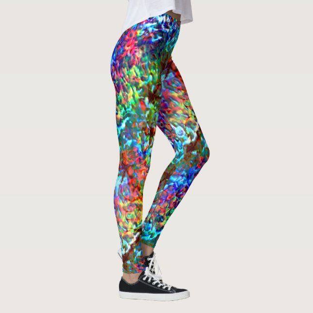 Blaupsychedelischer oder cybernetischer Meeresgest Leggings (Rechts)