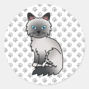 Blaupunkt Birma / Ragdoll Süße Katze & Pfoten Runder Aufkleber
