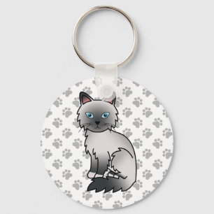Blaupunkt Birma / Ragdoll Süße Katzenillustration Schlüsselanhänger