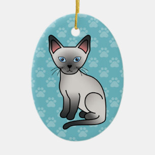 Blaupunkt Siamesische Katzen Süße Cartoon-Illustra Keramikornament