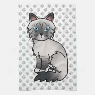 Blaupunkt-Tabby-Birman / Ragdoll Süße Katze & Pfot Geschirrtuch