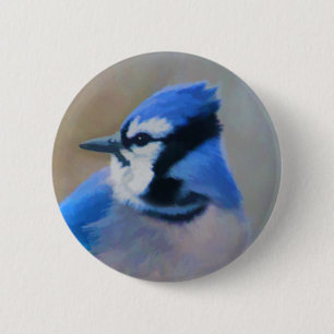 Blauraben-Malerei - Originale Vogelkunst Button